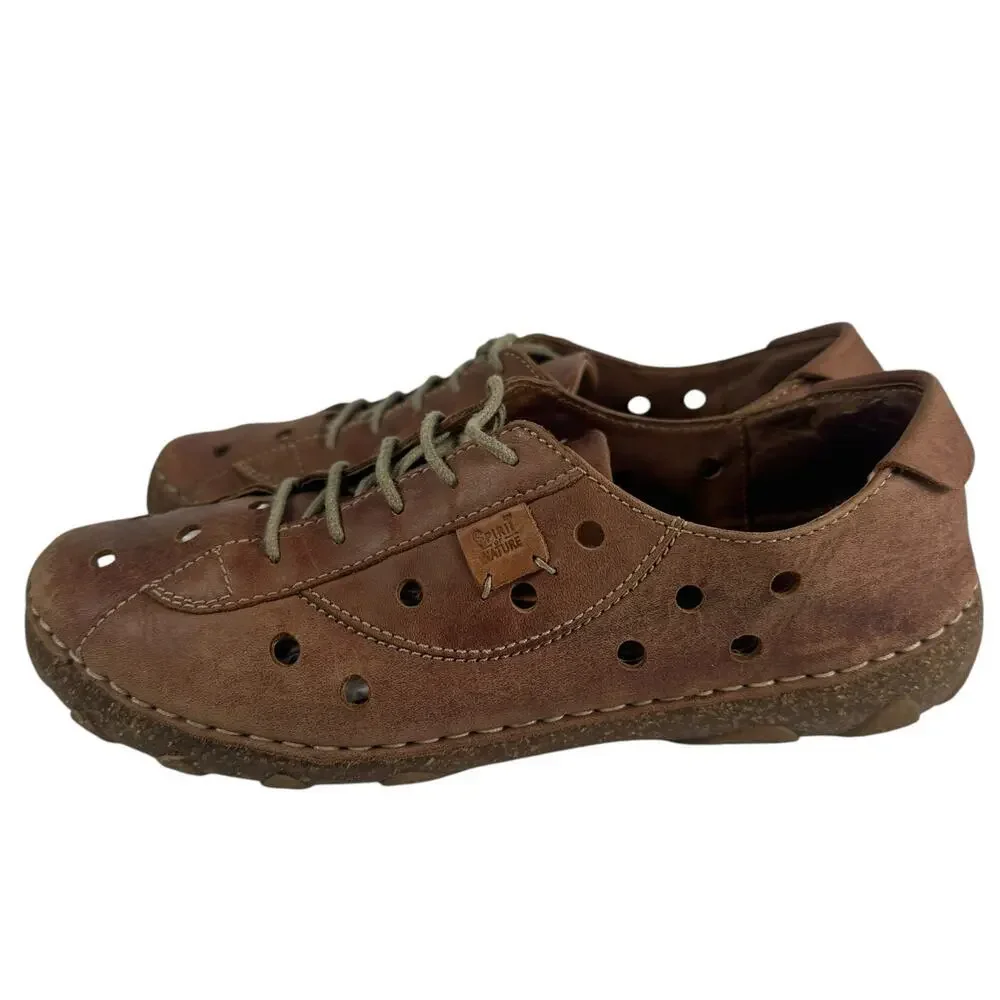 Josef Seibel Spirit of Nature Brown Leather Lace Up Comfort Shoe EU 37 US‎ 6-6.5